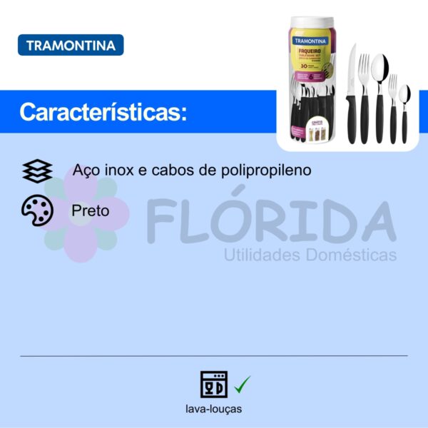 Faqueiro Tramontina Ipanema Preto - 30 Peças - Imagem 4