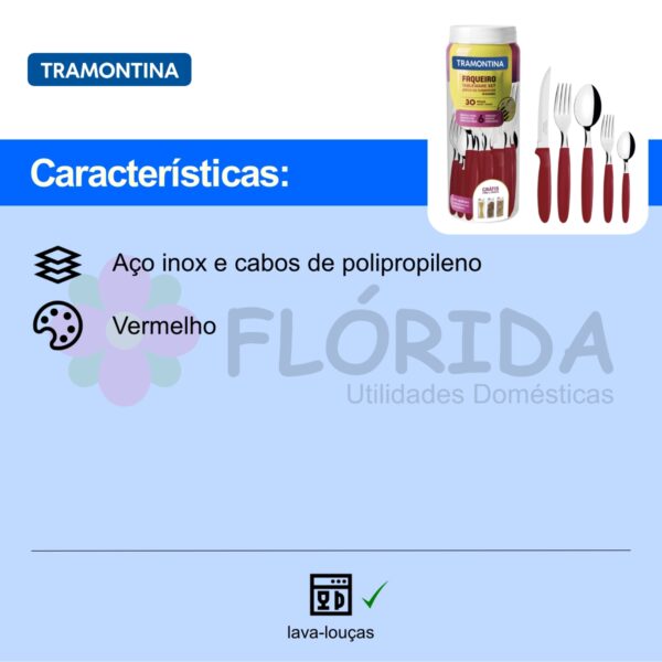 Faqueiro Tramontina Ipanema Vermelho - 30 Peças - Imagem 4
