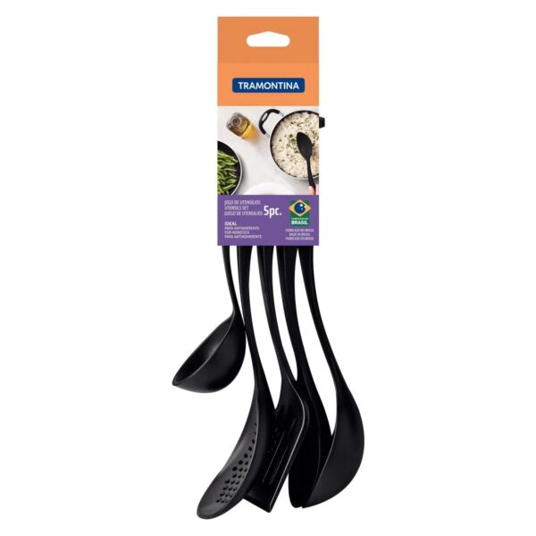 Jogo de Utensílios Nylon Tramontina Ability Preto - 5 Peças - Imagem 2